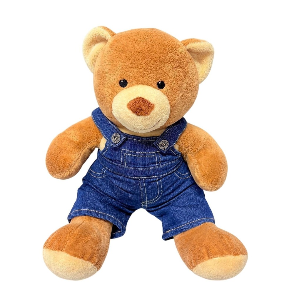Build-A-Bear Workshop Brown Teddy Bear Plush with Overalls Outfit